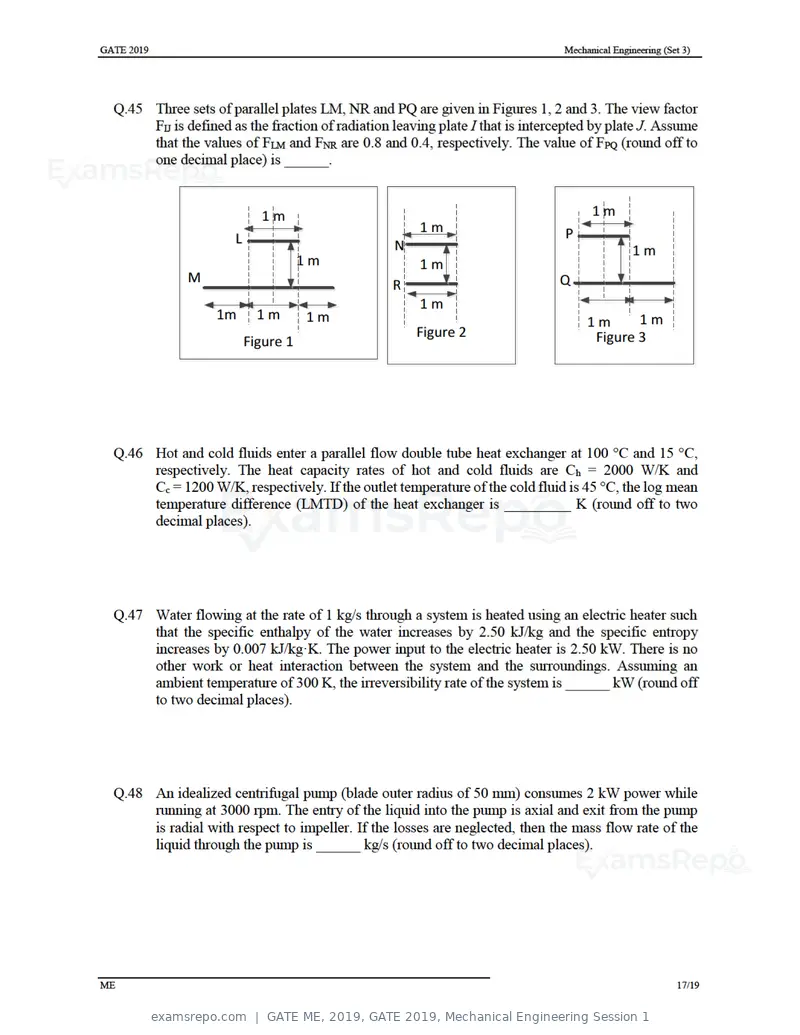 GATE ME 2019 question paper, GATE 2019, Mechanical Engineering Session 1, page 47 of 52