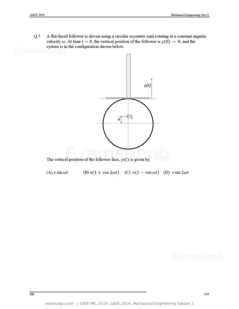 GATE ME 2019 question paper, GATE 2019, Mechanical Engineering Session 1, page 6 of 52