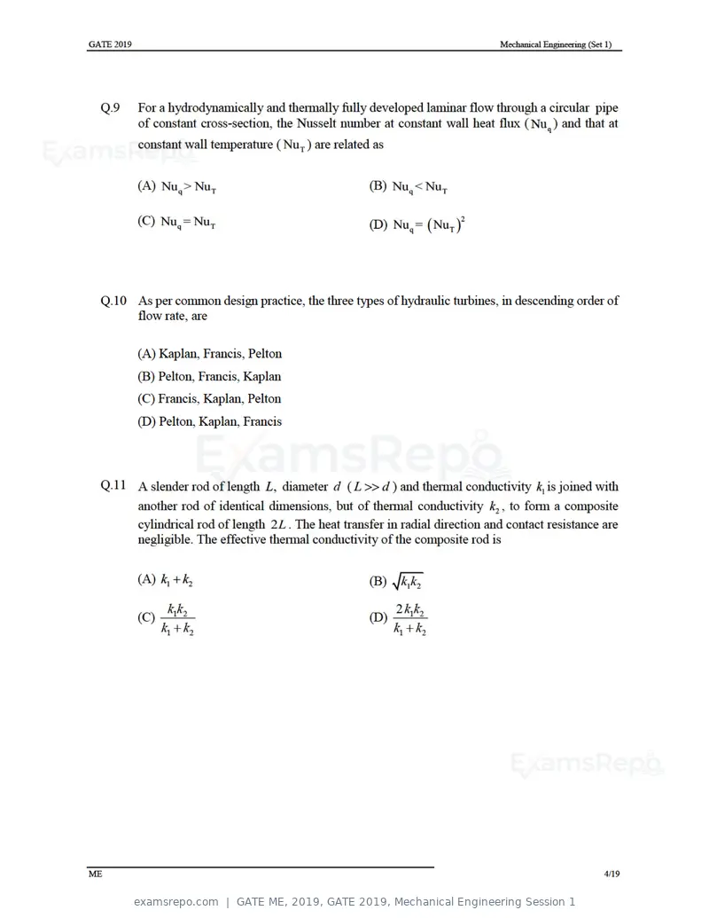 GATE ME 2019 question paper, GATE 2019, Mechanical Engineering Session 1, page 8 of 52