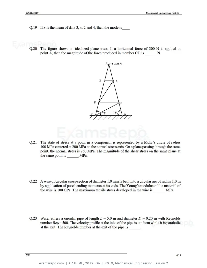GATE ME 2019 question paper, GATE 2019, Mechanical Engineering Session 2, page 36 of 52