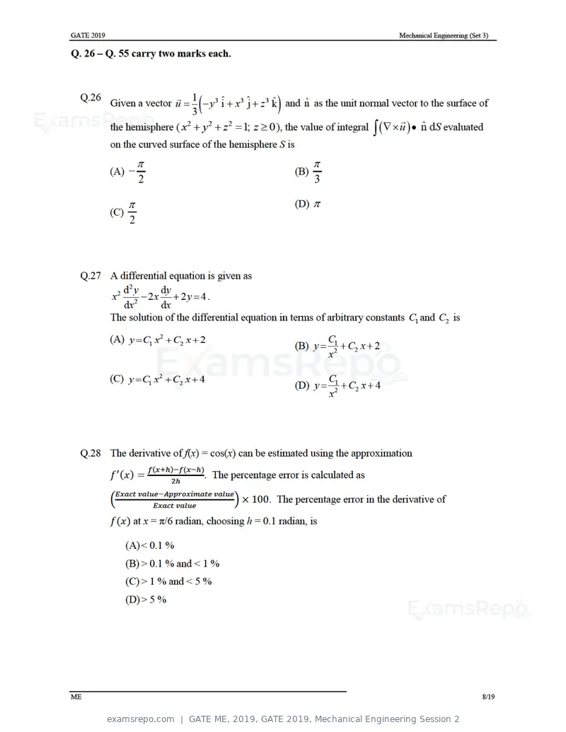 GATE ME 2019 question paper, GATE 2019, Mechanical Engineering Session 2, page 38 of 52