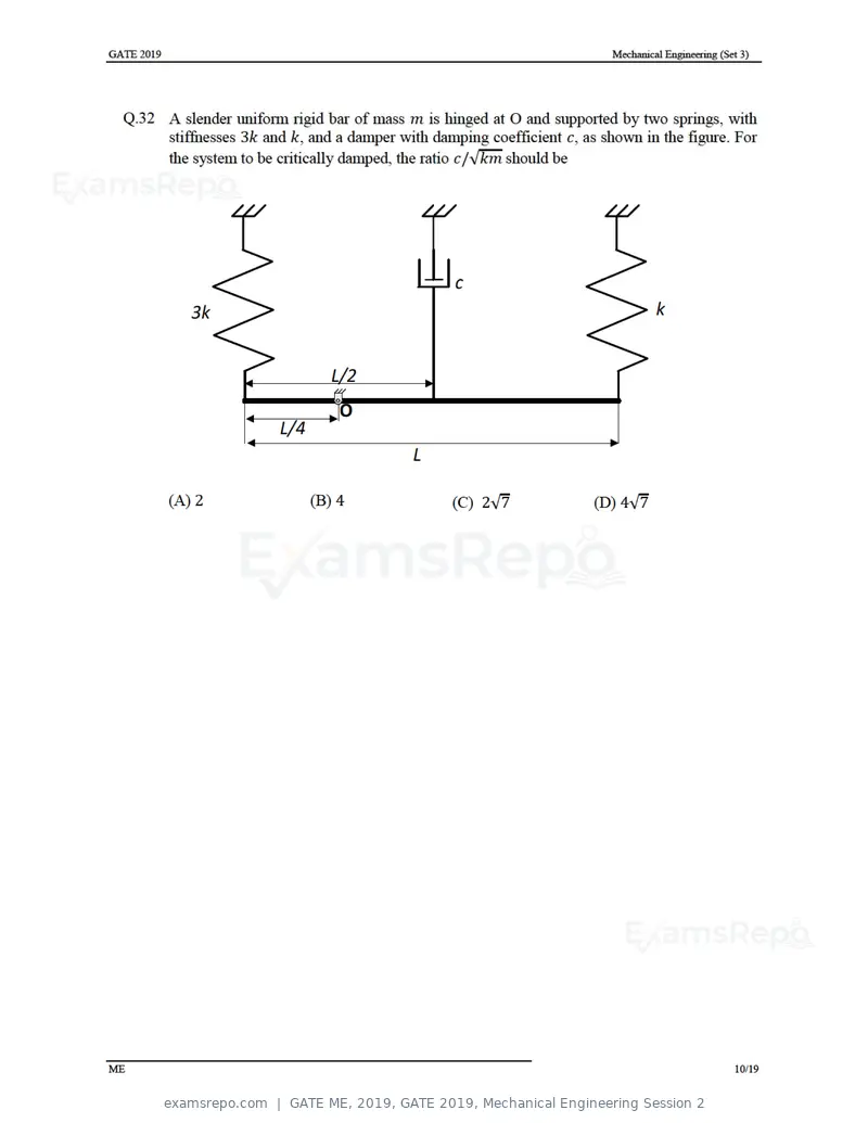GATE ME 2019 question paper, GATE 2019, Mechanical Engineering Session 2, page 40 of 52