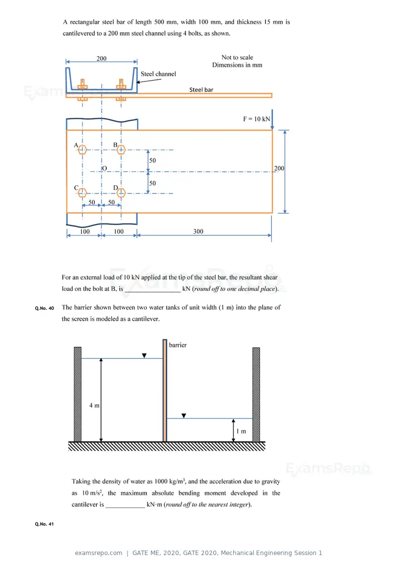 GATE ME 2020 question paper, GATE 2020, Mechanical Engineering Session 1, page 14 of 41
