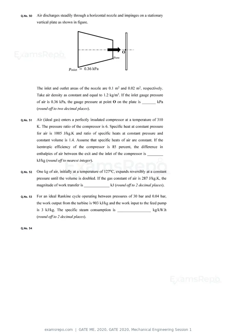 GATE ME 2020 question paper, GATE 2020, Mechanical Engineering Session 1, page 17 of 41