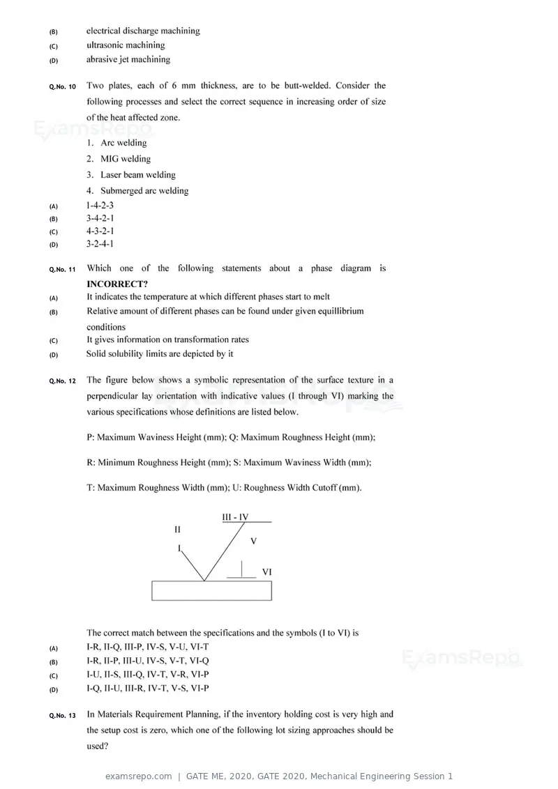 GATE ME 2020 question paper, GATE 2020, Mechanical Engineering Session 1, page 27 of 41