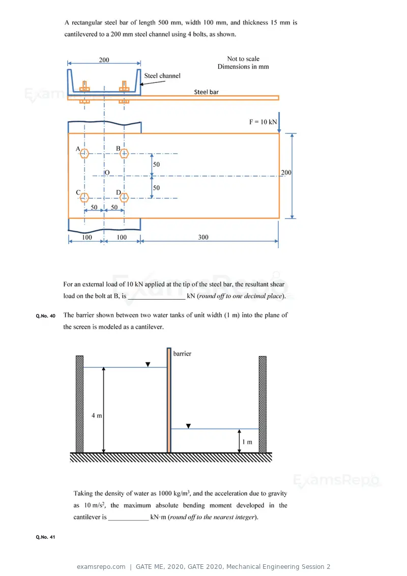 GATE ME 2020 question paper, GATE 2020, Mechanical Engineering Session 2, page 14 of 41