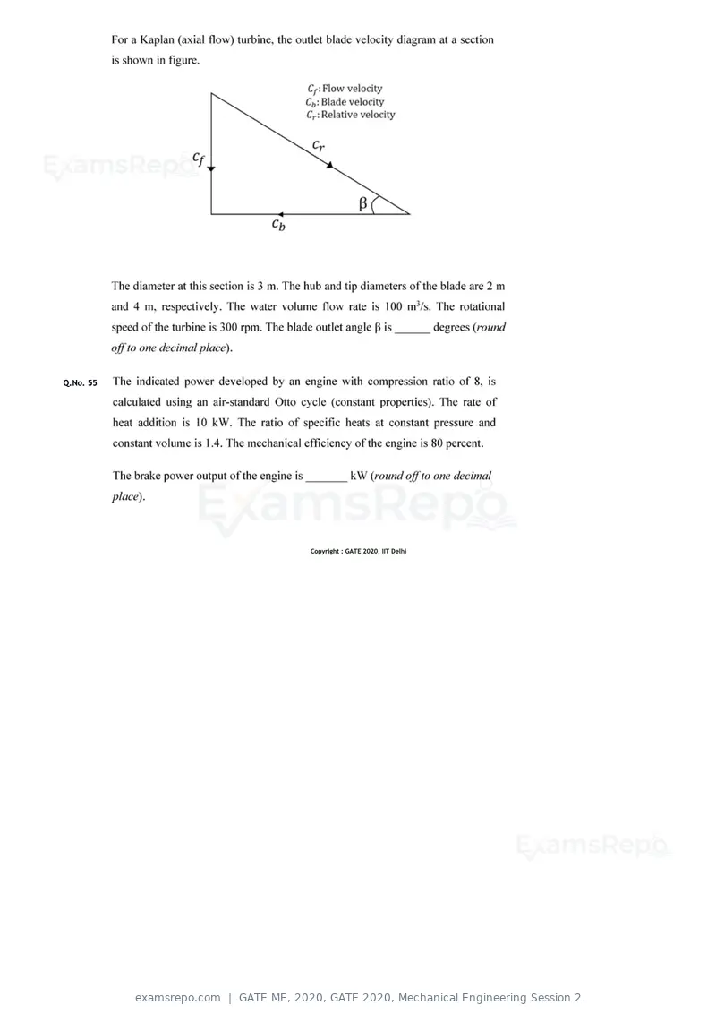 GATE ME 2020 question paper, GATE 2020, Mechanical Engineering Session 2, page 18 of 41