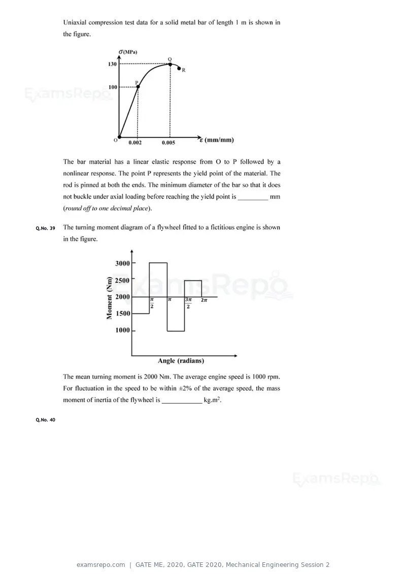 GATE ME 2020 question paper, GATE 2020, Mechanical Engineering Session 2, page 34 of 41