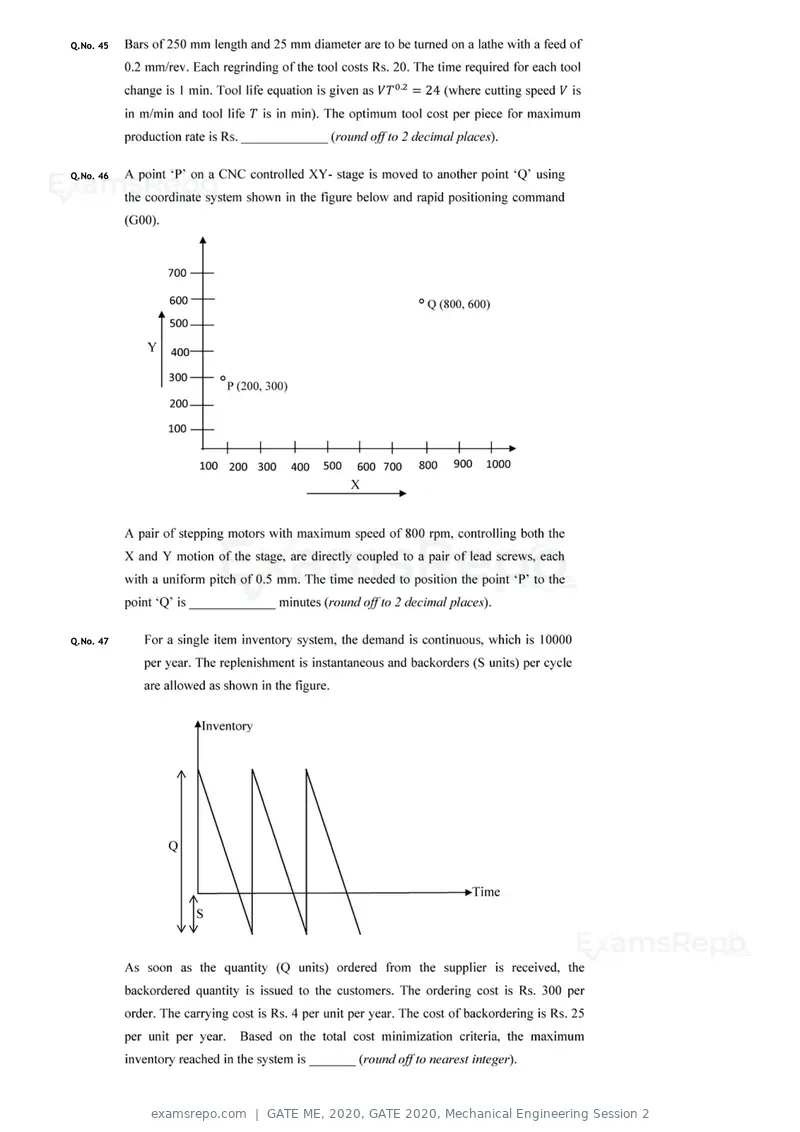 GATE ME 2020 question paper, GATE 2020, Mechanical Engineering Session 2, page 36 of 41
