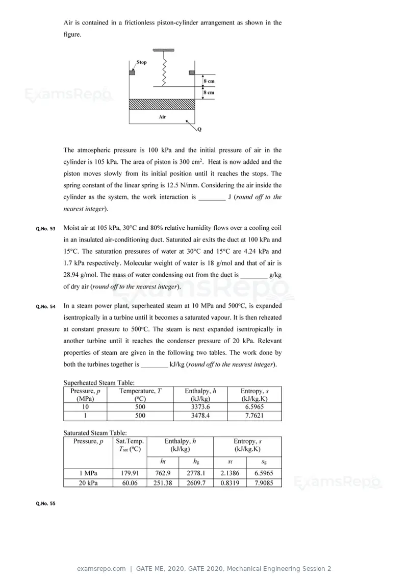 GATE ME 2020 question paper, GATE 2020, Mechanical Engineering Session 2, page 38 of 41