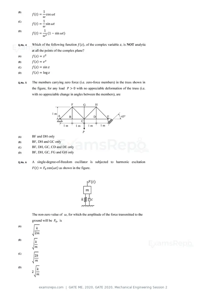 GATE ME 2020 question paper, GATE 2020, Mechanical Engineering Session 2, page 5 of 41
