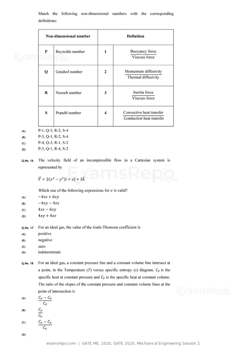 GATE ME 2020 question paper, GATE 2020, Mechanical Engineering Session 2, page 8 of 41