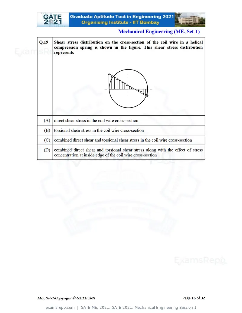 GATE ME 2021 question paper, GATE 2021, Mechanical Engineering Session 1, page 17 of 70