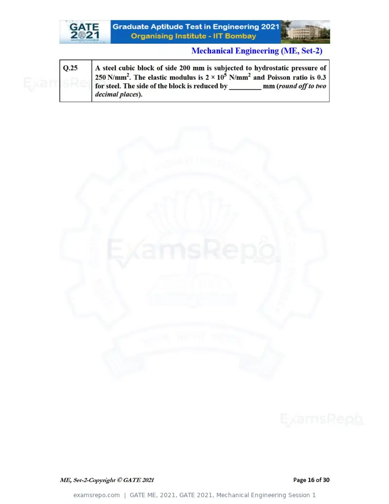 GATE ME 2021 question paper, GATE 2021, Mechanical Engineering Session 1, page 53 of 70