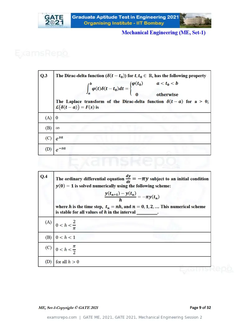 GATE ME 2021 question paper, GATE 2021, Mechanical Engineering Session 2, page 10 of 70