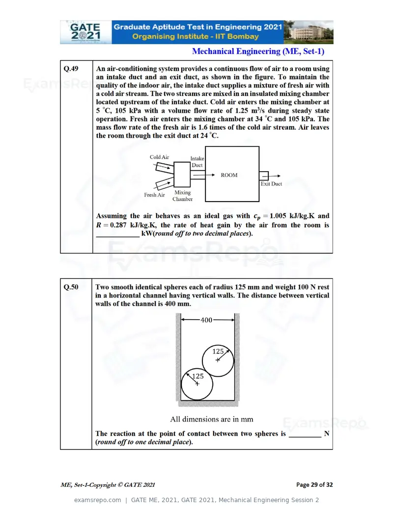 GATE ME 2021 question paper, GATE 2021, Mechanical Engineering Session 2, page 30 of 70