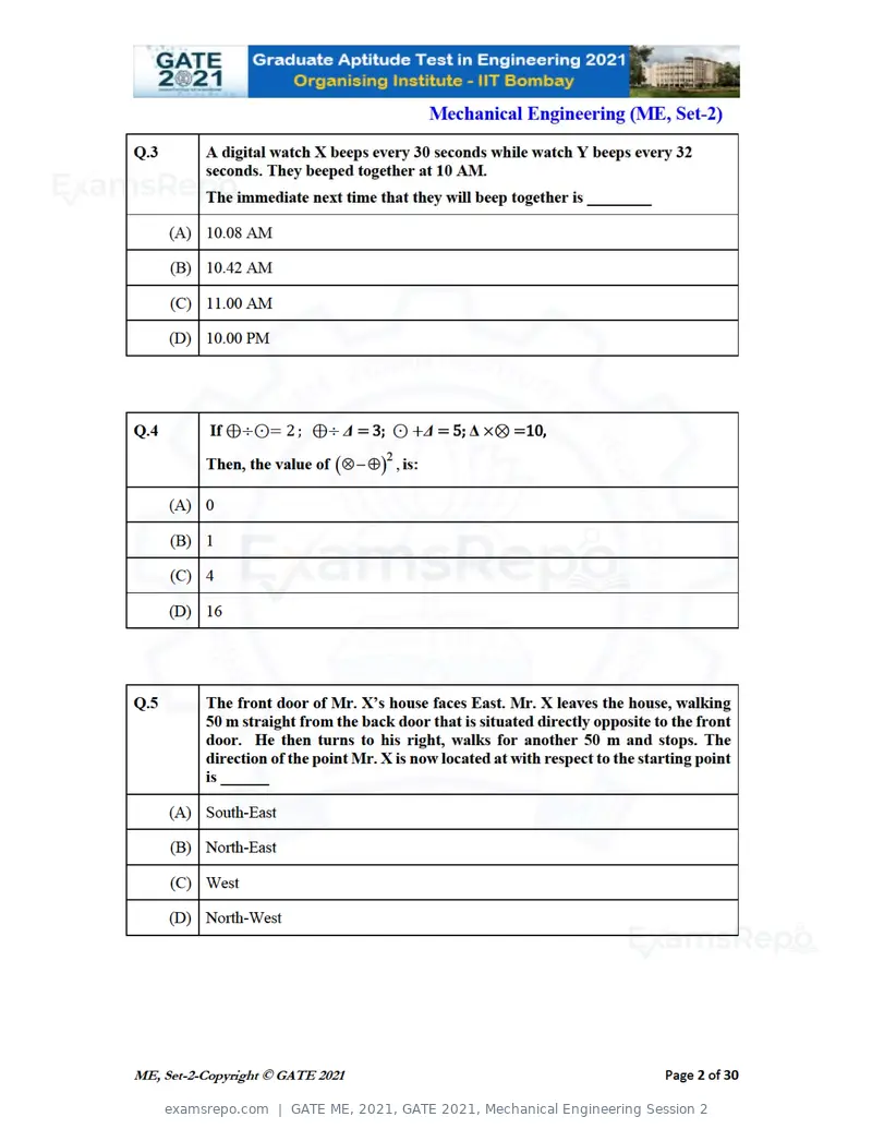 GATE ME 2021 question paper, GATE 2021, Mechanical Engineering Session 2, page 39 of 70