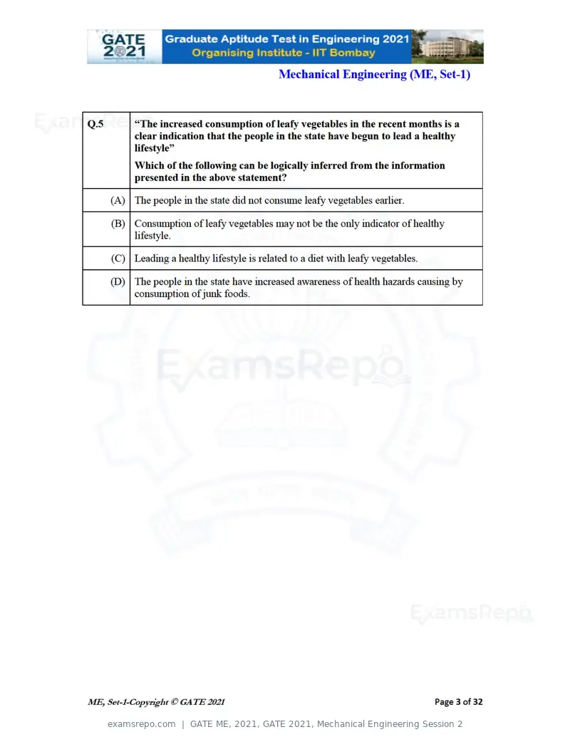 GATE ME 2021 question paper, GATE 2021, Mechanical Engineering Session 2, page 4 of 70