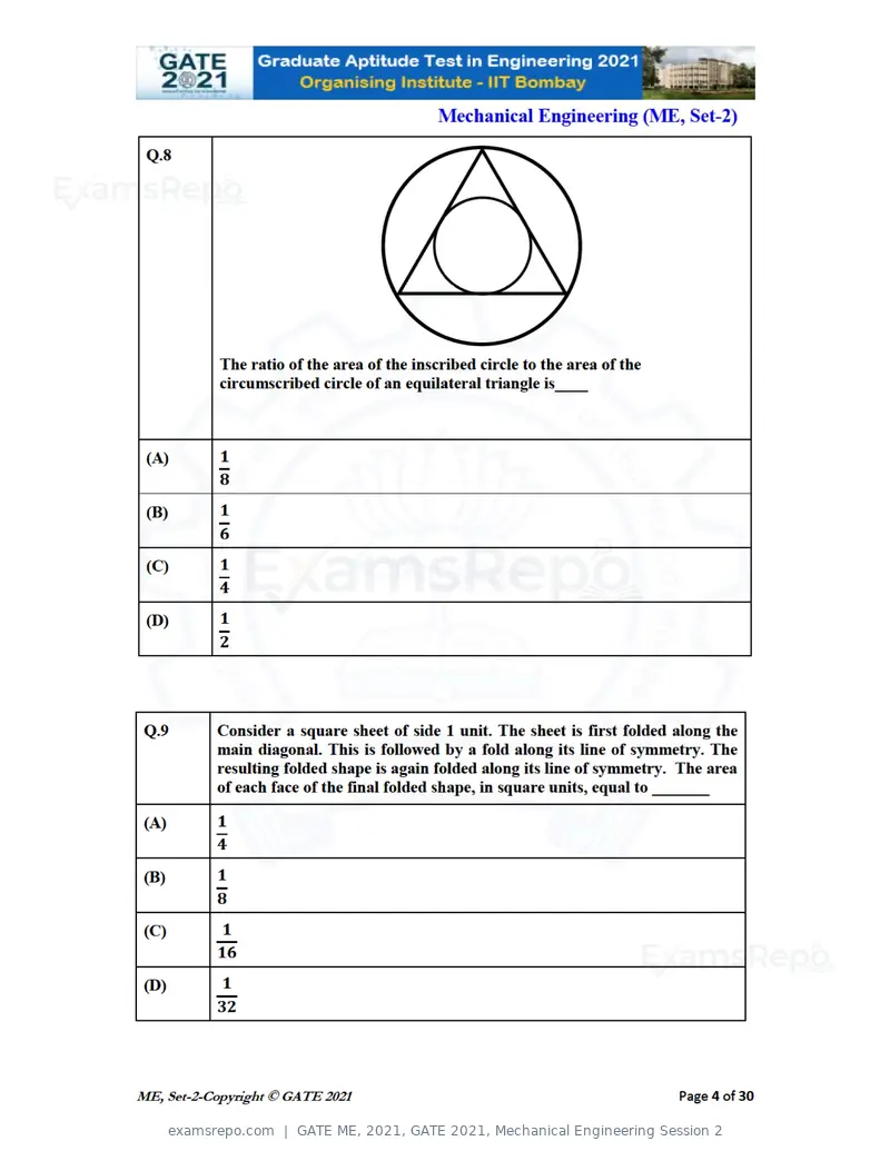 GATE ME 2021 question paper, GATE 2021, Mechanical Engineering Session 2, page 41 of 70