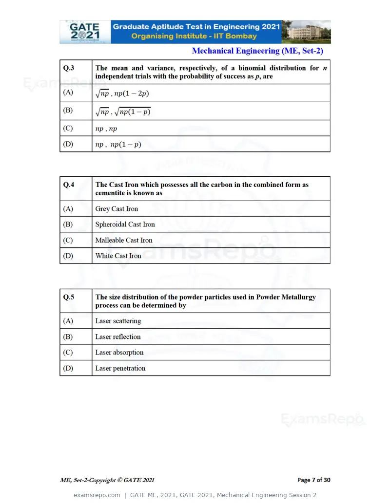 GATE ME 2021 question paper, GATE 2021, Mechanical Engineering Session 2, page 44 of 70