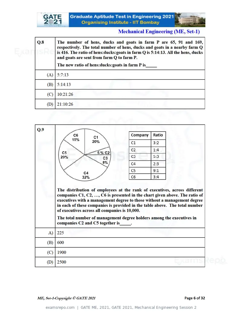 GATE ME 2021 question paper, GATE 2021, Mechanical Engineering Session 2, page 7 of 70