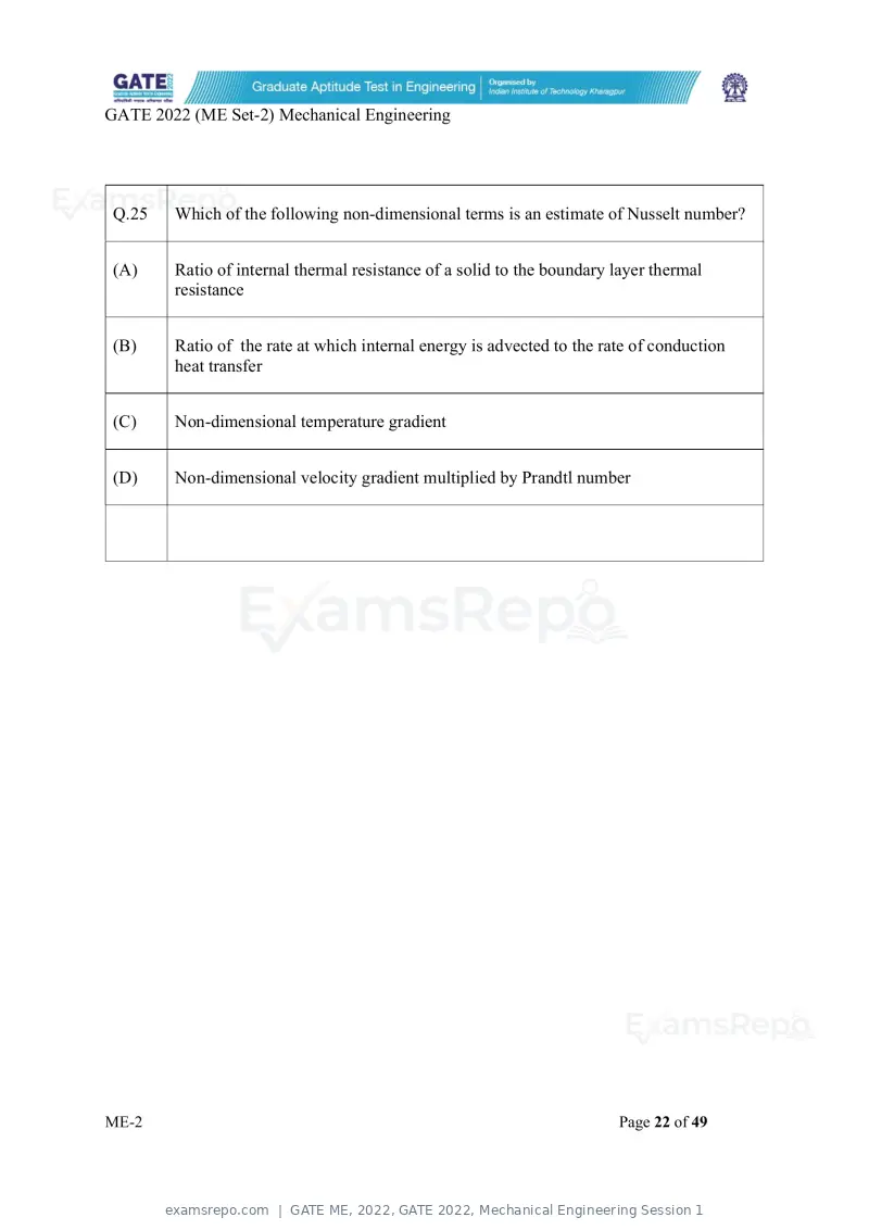 GATE ME 2022 question paper, GATE 2022, Mechanical Engineering Session 1, page 72 of 101