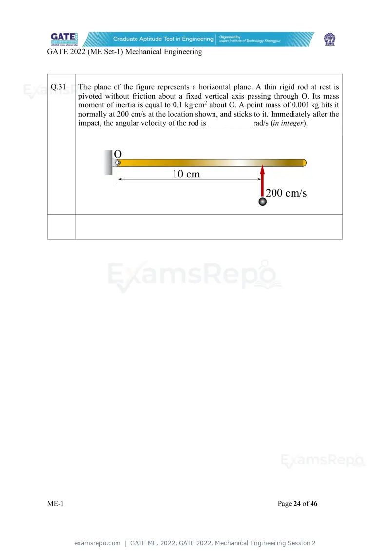 GATE ME 2022 question paper, GATE 2022, Mechanical Engineering Session 2, page 25 of 101
