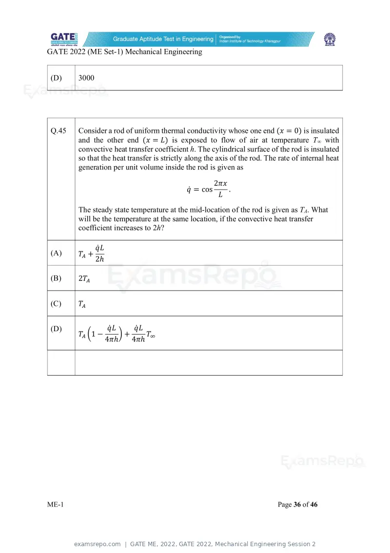 GATE ME 2022 question paper, GATE 2022, Mechanical Engineering Session 2, page 37 of 101