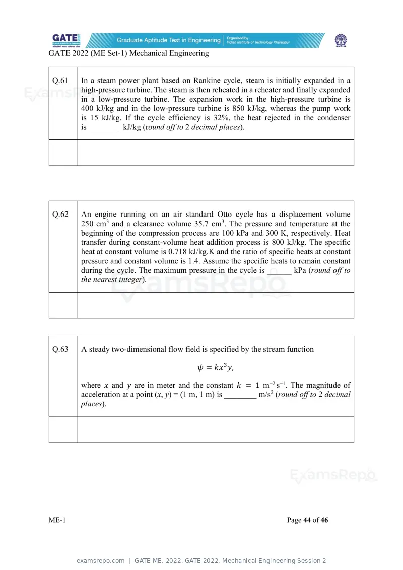 GATE ME 2022 question paper, GATE 2022, Mechanical Engineering Session 2, page 45 of 101