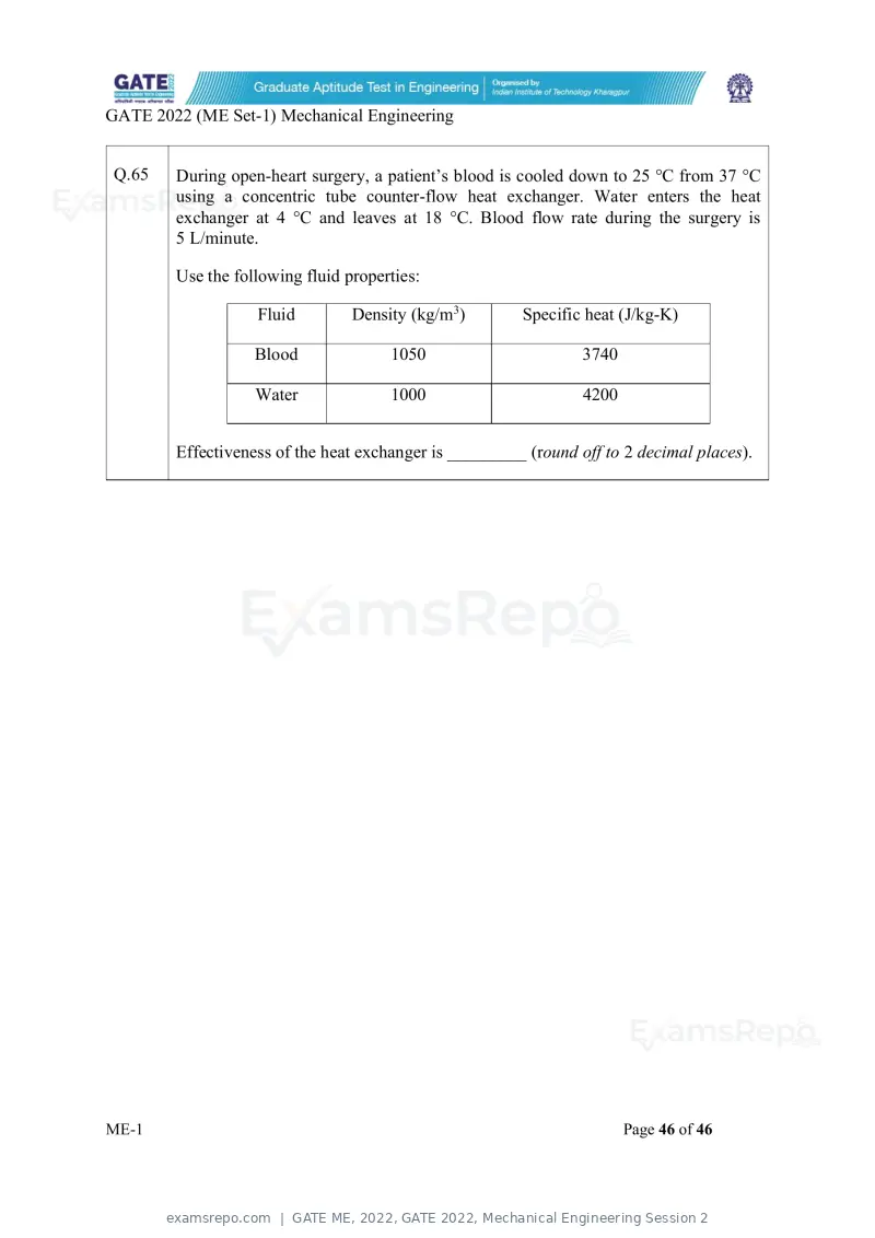 GATE ME 2022 question paper, GATE 2022, Mechanical Engineering Session 2, page 47 of 101