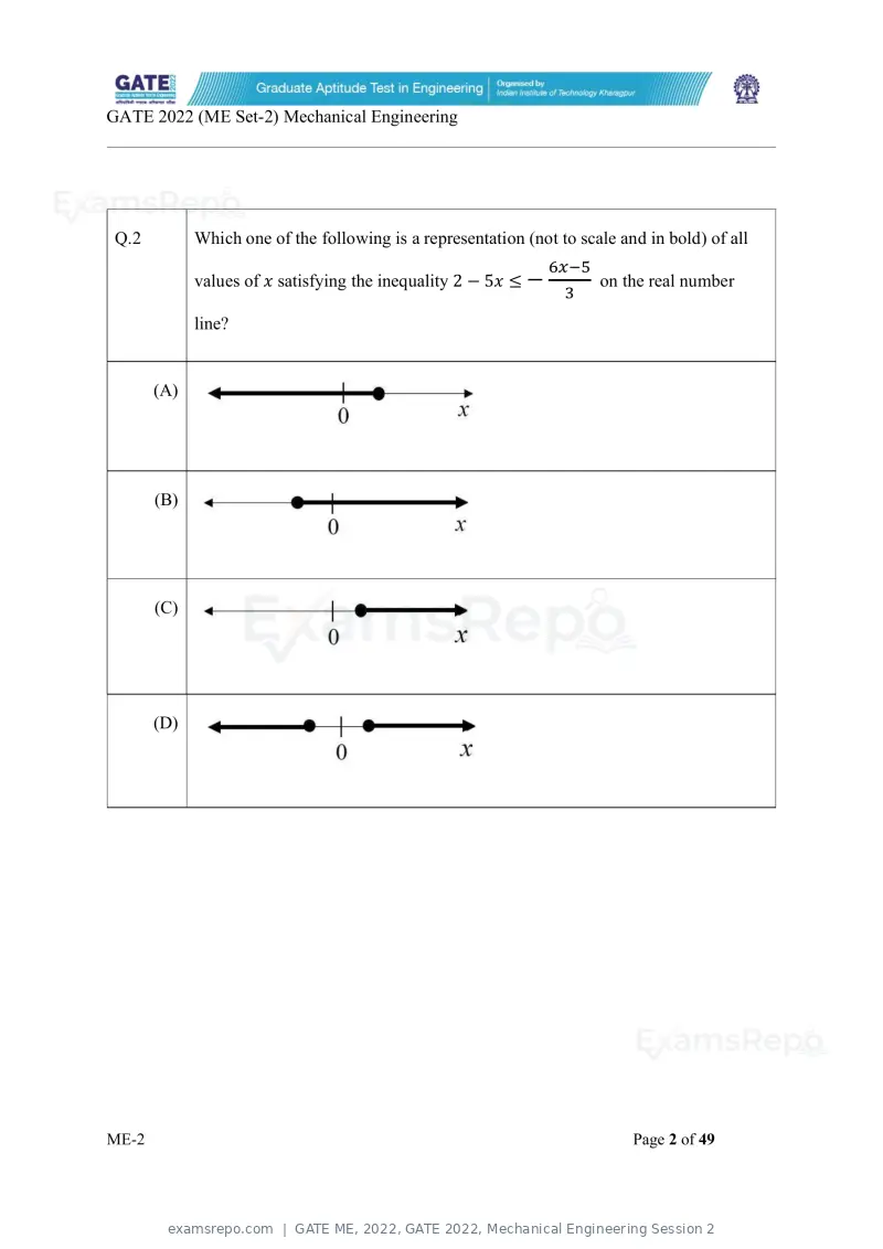 GATE ME 2022 question paper, GATE 2022, Mechanical Engineering Session 2, page 52 of 101