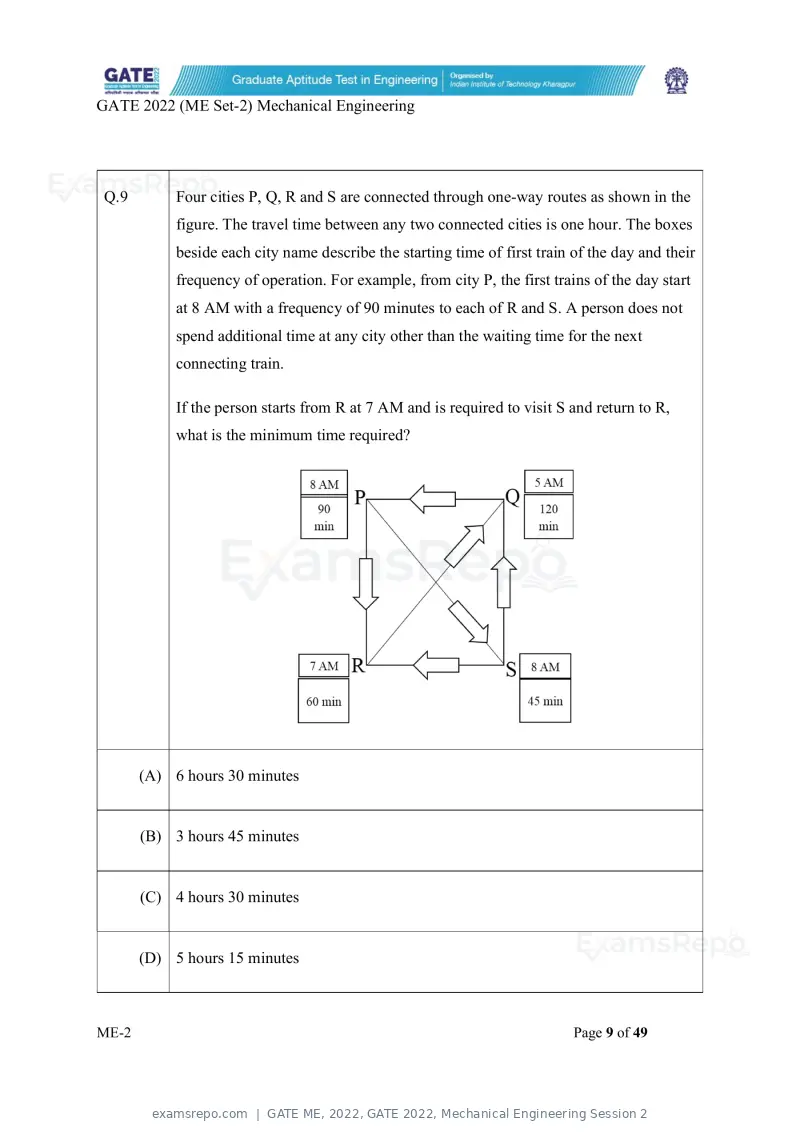 GATE ME 2022 question paper, GATE 2022, Mechanical Engineering Session 2, page 59 of 101