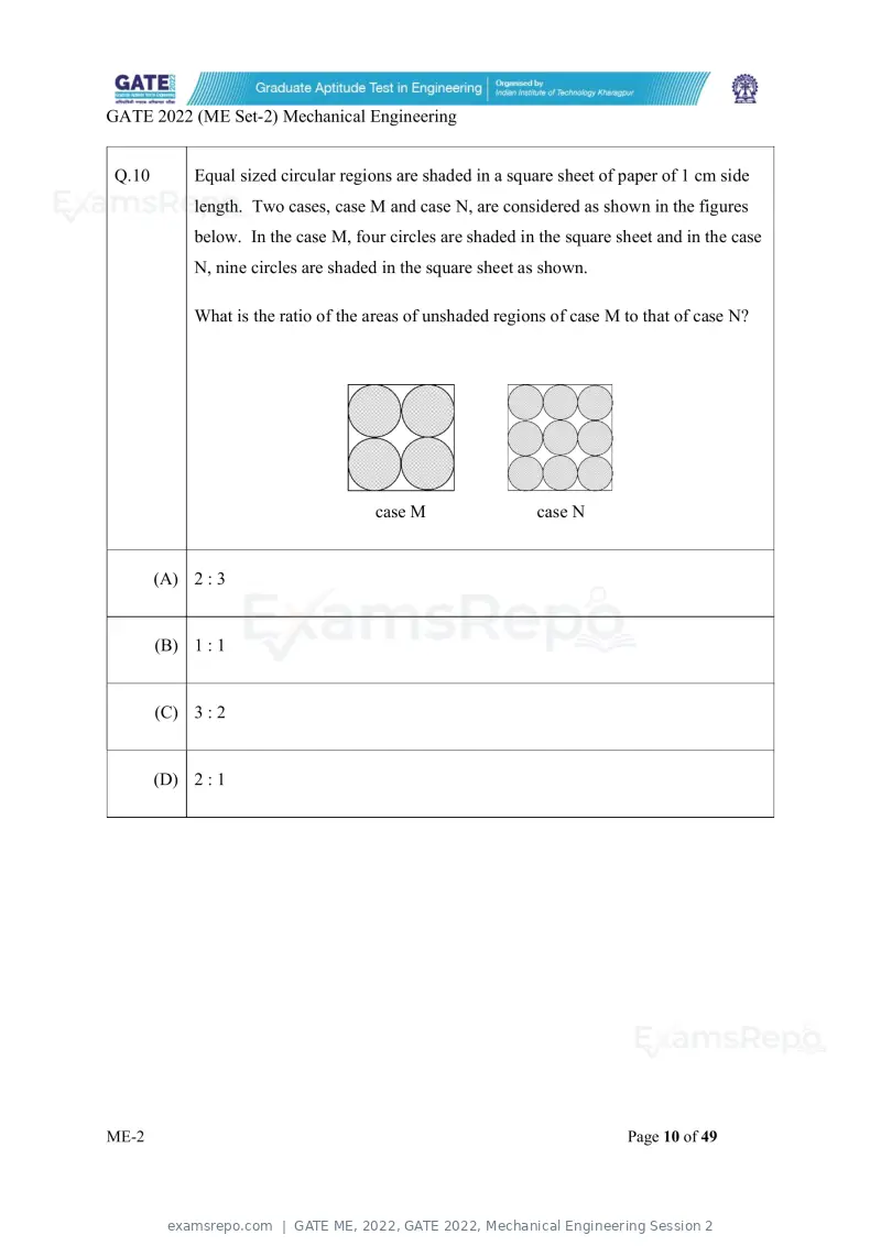 GATE ME 2022 question paper, GATE 2022, Mechanical Engineering Session 2, page 60 of 101