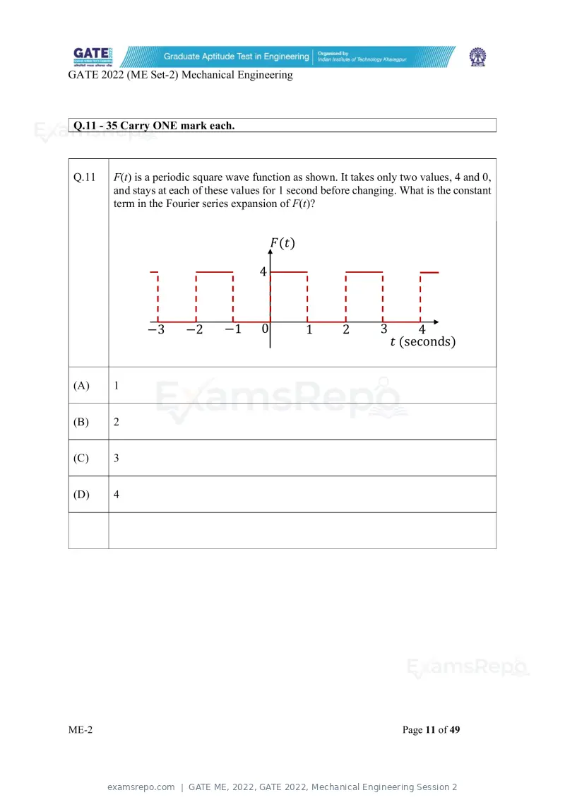 GATE ME 2022 question paper, GATE 2022, Mechanical Engineering Session 2, page 61 of 101