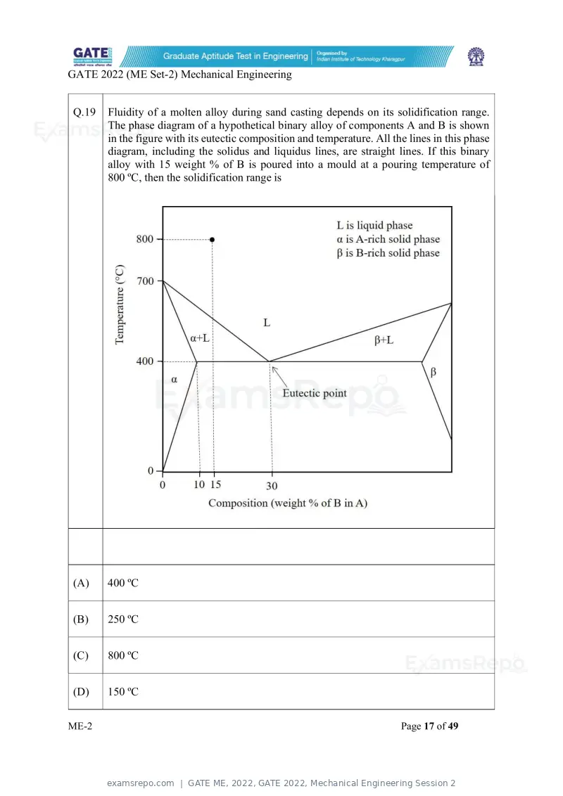 GATE ME 2022 question paper, GATE 2022, Mechanical Engineering Session 2, page 67 of 101