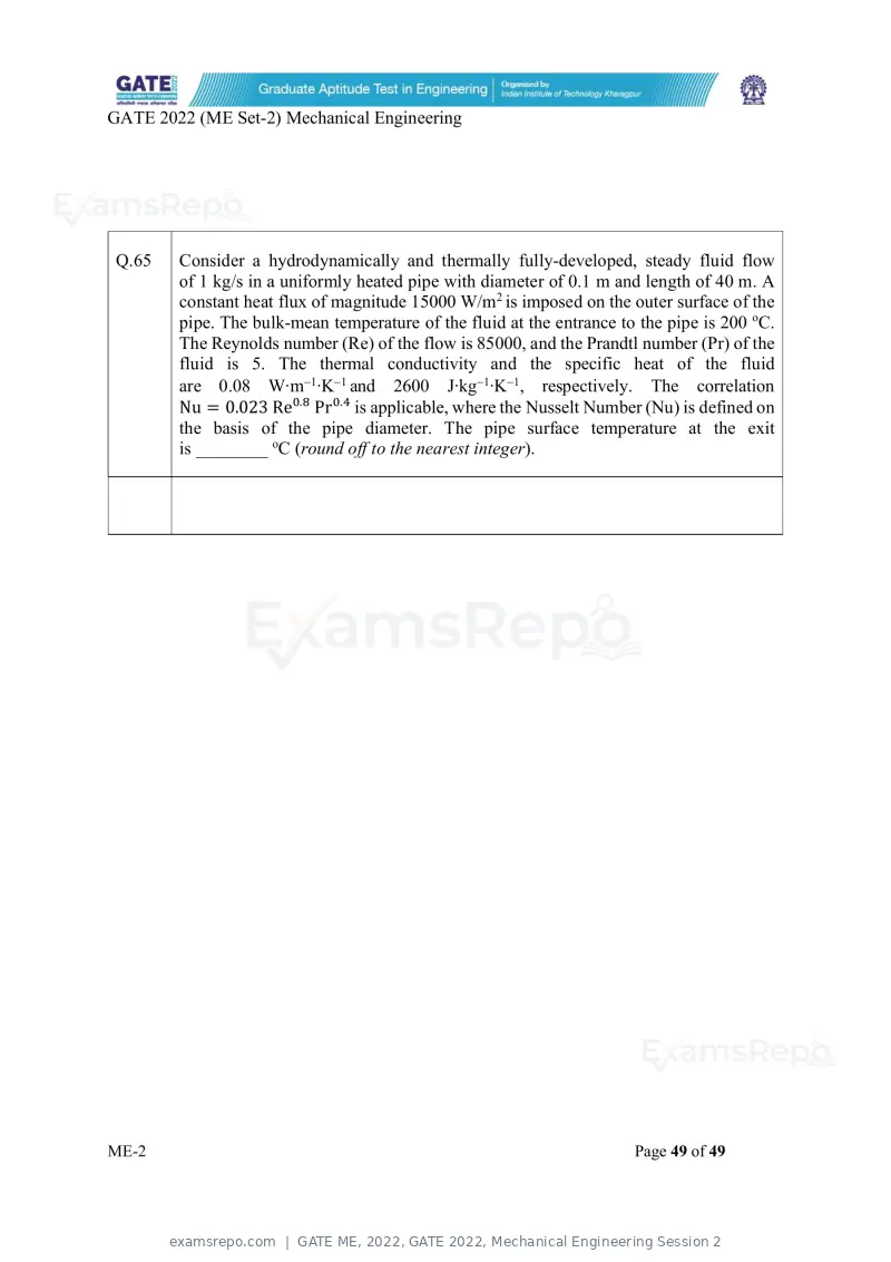 GATE ME 2022 question paper, GATE 2022, Mechanical Engineering Session 2, page 99 of 101