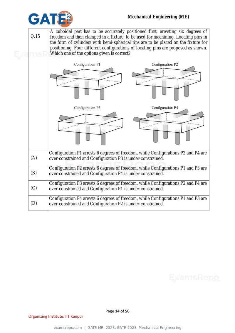 GATE ME 2023 question paper, GATE 2023, Mechanical Engineering, page 14 of 56