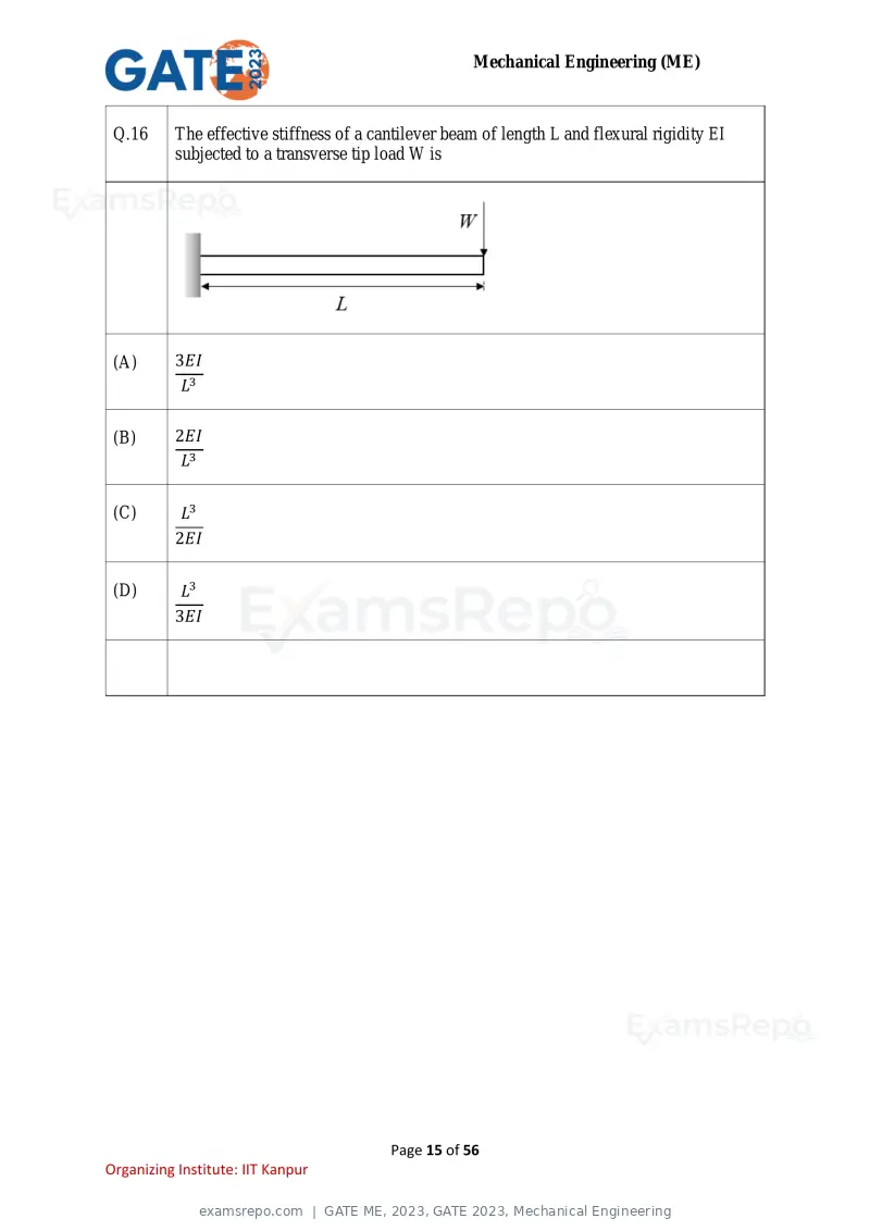 GATE ME 2023 question paper, GATE 2023, Mechanical Engineering, page 15 of 56