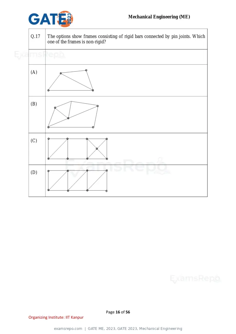 GATE ME 2023 question paper, GATE 2023, Mechanical Engineering, page 16 of 56