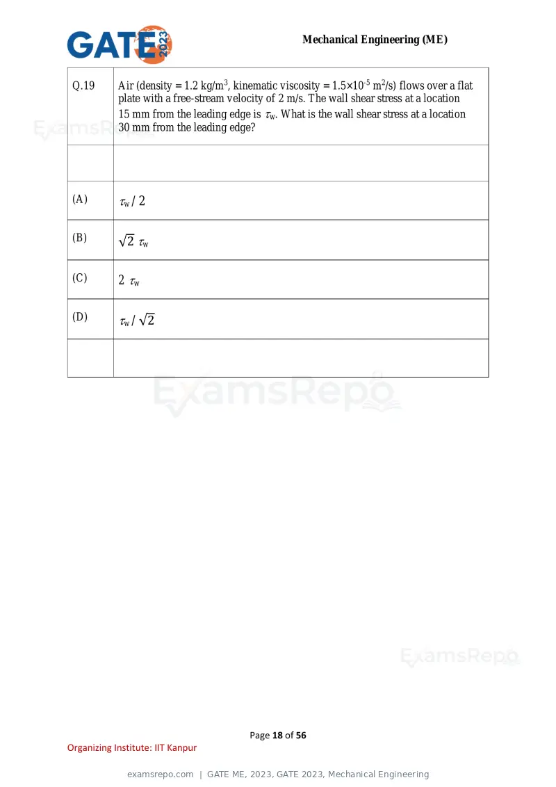 GATE ME 2023 question paper, GATE 2023, Mechanical Engineering, page 18 of 56