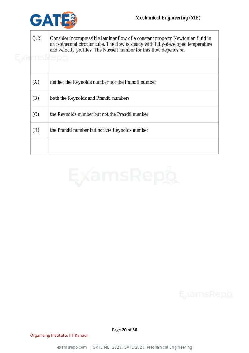 GATE ME 2023 question paper, GATE 2023, Mechanical Engineering, page 20 of 56
