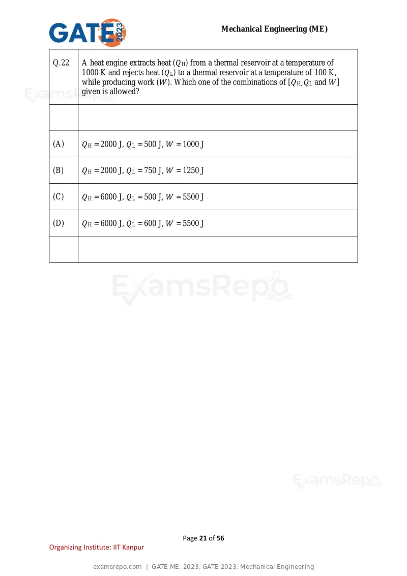 GATE ME 2023 question paper, GATE 2023, Mechanical Engineering, page 21 of 56