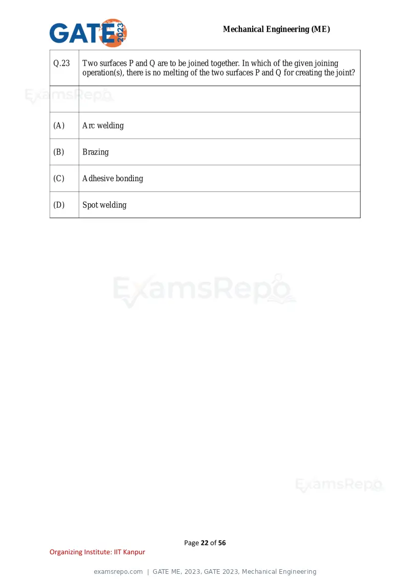 GATE ME 2023 question paper, GATE 2023, Mechanical Engineering, page 22 of 56