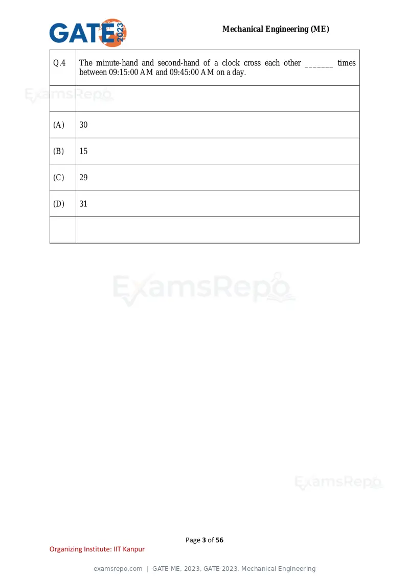 GATE ME 2023 question paper, GATE 2023, Mechanical Engineering, page 3 of 56