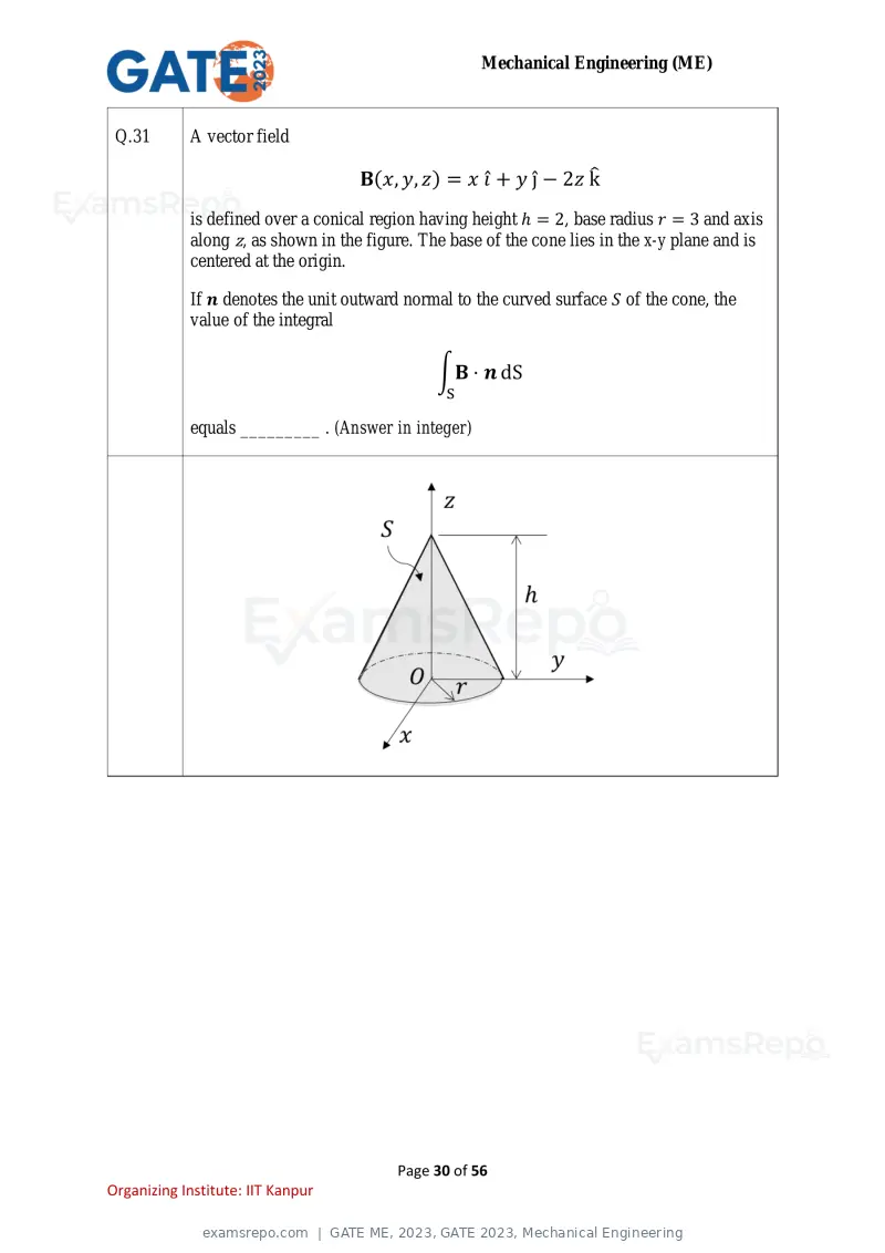 GATE ME 2023 question paper, GATE 2023, Mechanical Engineering, page 30 of 56