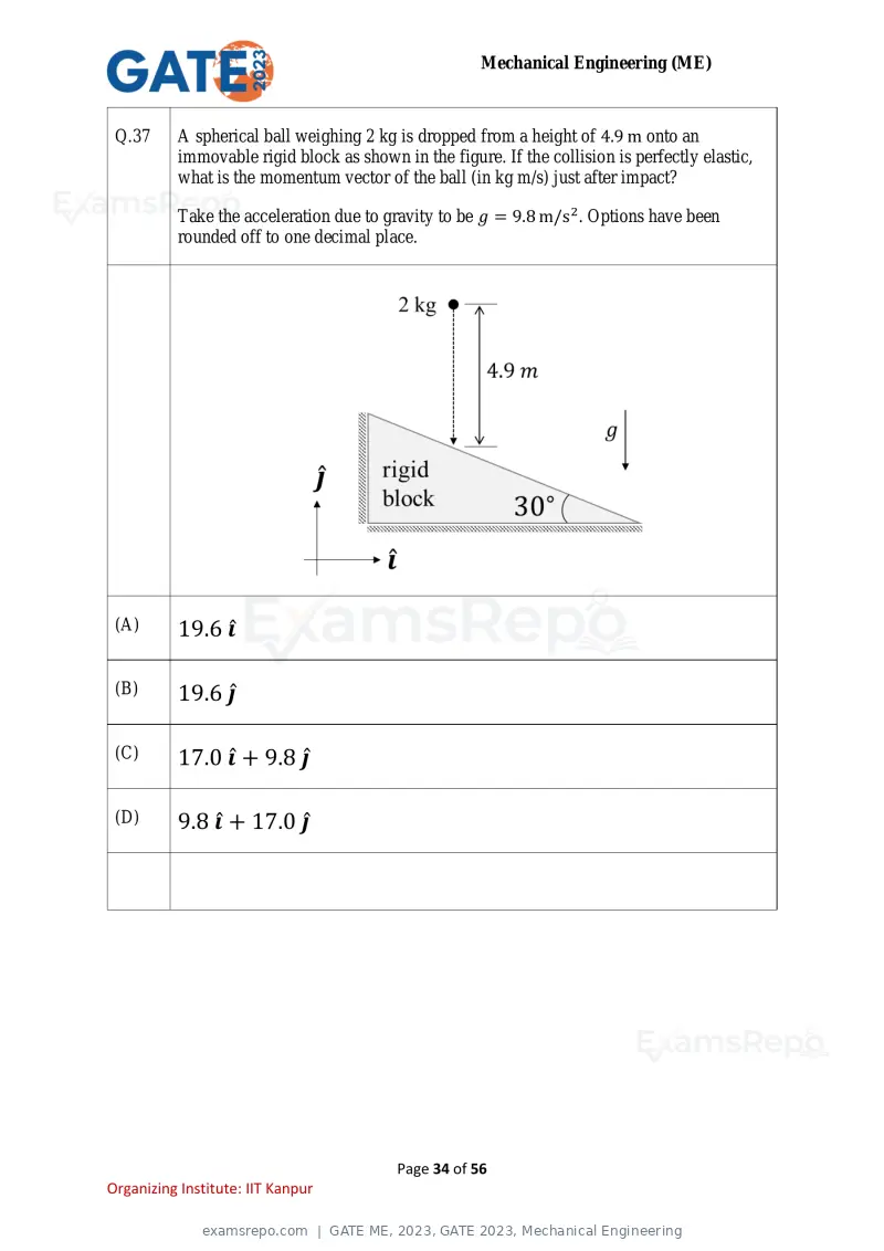 GATE ME 2023 question paper, GATE 2023, Mechanical Engineering, page 34 of 56