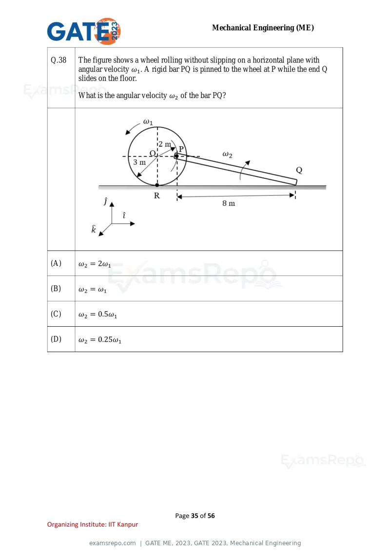 GATE ME 2023 question paper, GATE 2023, Mechanical Engineering, page 35 of 56