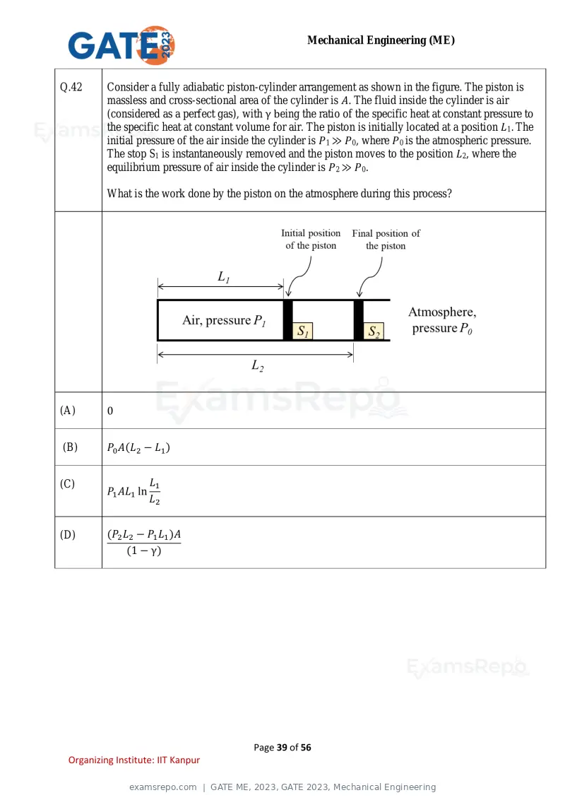 GATE ME 2023 question paper, GATE 2023, Mechanical Engineering, page 39 of 56