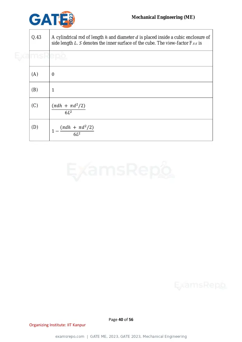 GATE ME 2023 question paper, GATE 2023, Mechanical Engineering, page 40 of 56