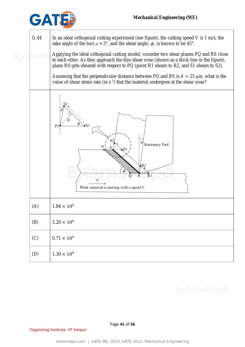 GATE ME 2023 question paper, GATE 2023, Mechanical Engineering, page 41 of 56